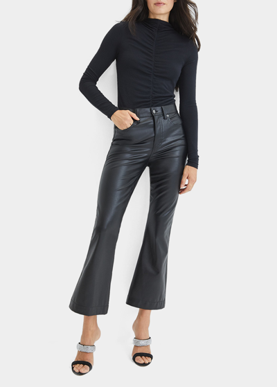 Veronica Beard Jeans Theresa Ruched-front Turtleneck In Black