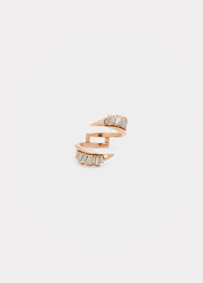 Nak Armstrong Ruched Open Coil Ring Guard With White Diamonds And 20k Rose Gold In Rg