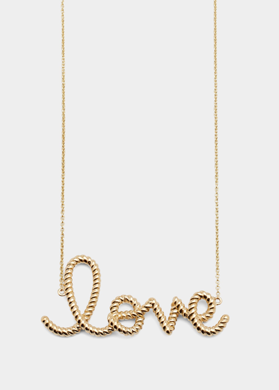 Sydney Evan 14k Big Love Script Rope Necklace In Gold