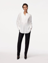 Another Tomorrow Tuxedo Blouse In White