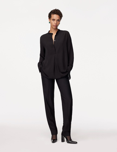Another Tomorrow Tuxedo Blouse In Black