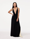 ANOTHER TOMORROW GATHERED GOWN,A422DR034-VI-BLK50