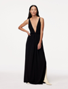 Another Tomorrow Gathered Gown In Black