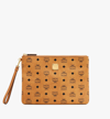 Mcm Wristlet Zip Pouch In Visetos Original In Cognac