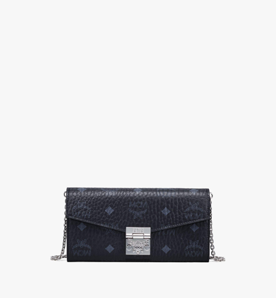 Mcm Tracy Crossbody Wallet In Visetos In Black