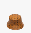Mcm Logo Faux Leather Bucket Hat In Cognac