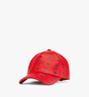 Mcm Visetos Monogram Leather Baseball Cap In Candy Red
