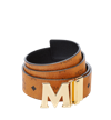 Mcm Claus M Reversible Belt In Visetos In Cognac
