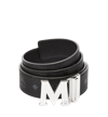 Mcm Claus Visetos-print Reversible Coated-canvas Belt In Black