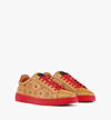 Mcm Derby Visetos Low Top Sneakers In Cognac/lychee