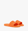 Mcm Men's Monogram Print Rubber Slides In Orange