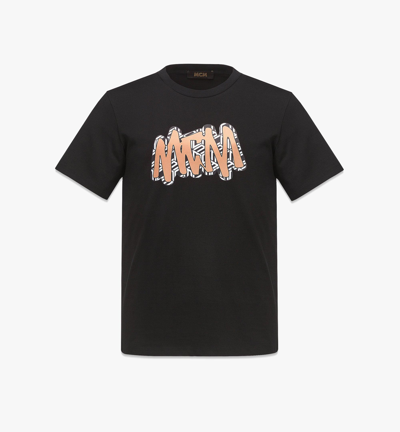 Mcm Sommer Cubic Logo Print T-shirt In Black + Cognac