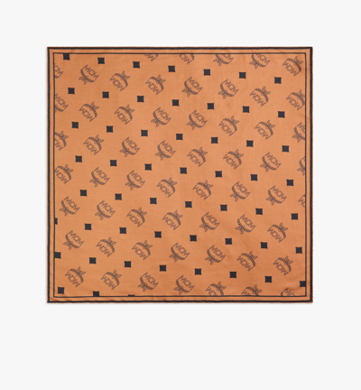 Mcm Monogram Print Bandana Scarf In Cognac