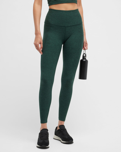 Beyond Yoga Caught In The Midi High-waist Space-dye Leggings In Forest Green Pine