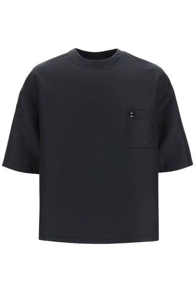 Valentino Nylon T-shirt With Stud Detail In Black