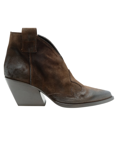 Elena Iachi Suede Ankle Boots In Dark Brown