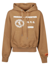 Heron Preston Medieval Heron-print Cotton Hoodie In Tobacco Brown White