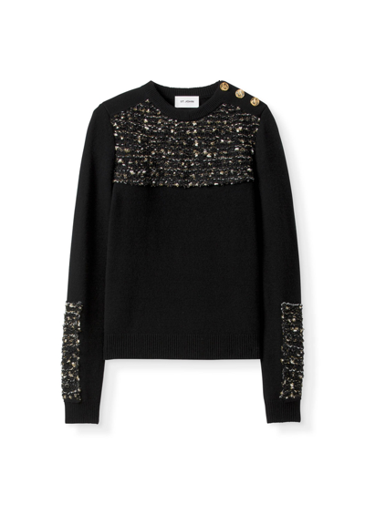 St. John Mixed Knit Sweater In Black/gold