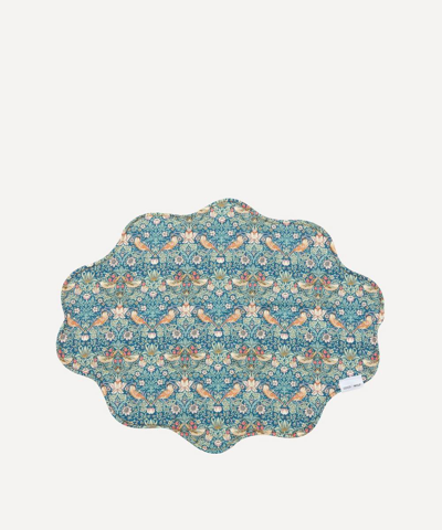 Coco & Wolf Strawberry Thief Wiltshire Organic Wavy Edge Placemat In Multicoloured