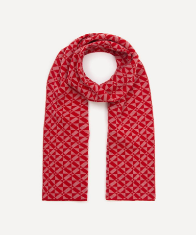 Quinton Chadwick Merino Wool Tile Pattern Scarf In Red