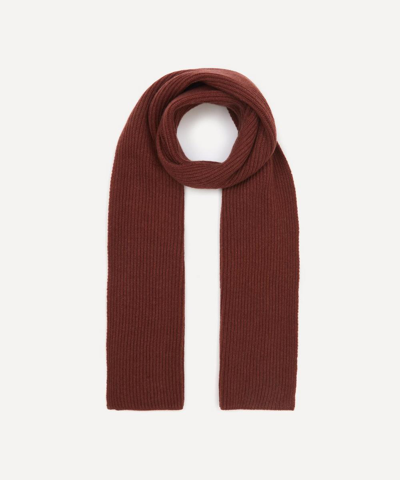 Johnstons Of Elgin Cashmere Ribbed Scarf In Brown