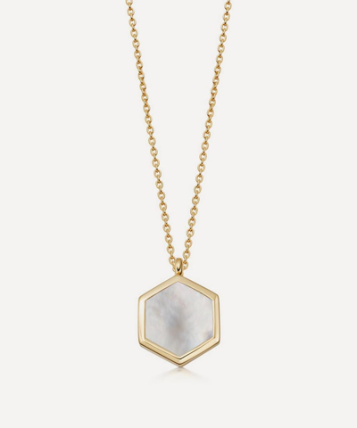 Astley Clarke Deco 18ct Yellow Gold-plated Vermeil Sterling-silver And Mother Of Pearl Necklace