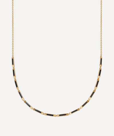 Astley Clarke 18ct Gold Plated Vermeil Silver Aubar Enamel Necklace In Black