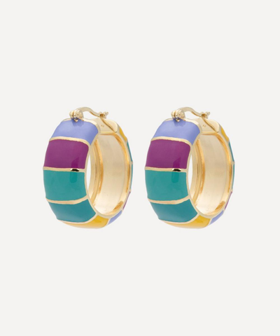 Anna + Nina X Liberty Gold-plated Rainbow Bold Stripe Hoop Earrings In Multi