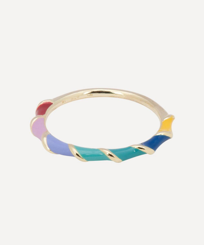 Anna + Nina X Liberty Gold-plated Rainbow Twist And Twirl Ring In Multi