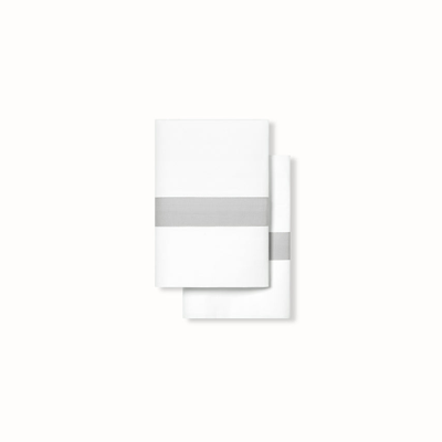 Boll & Branch Organic Percale Banded Pillowcase Set In White/pewter