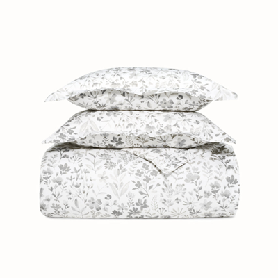 Boll & Branch Organic Signature Botanical Duvet Set In Pewter