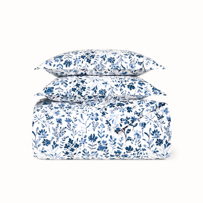 Boll & Branch Organic Signature Botanical Duvet Set In Navy