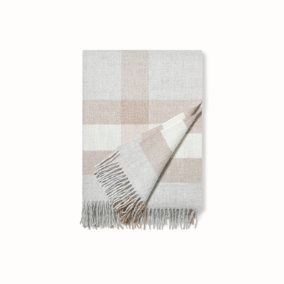 Boll & Branch Organic Alpaca Plaid Throw Blanket In Light Neutrals