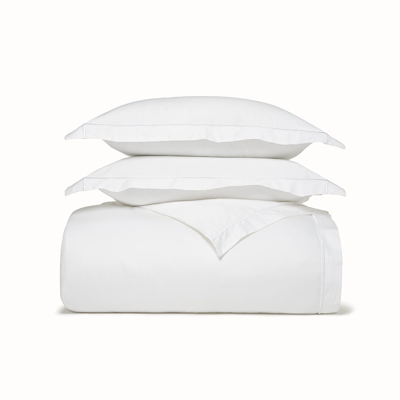 Boll & Branch Organic Signature Embroidered Duvet Set In White/white