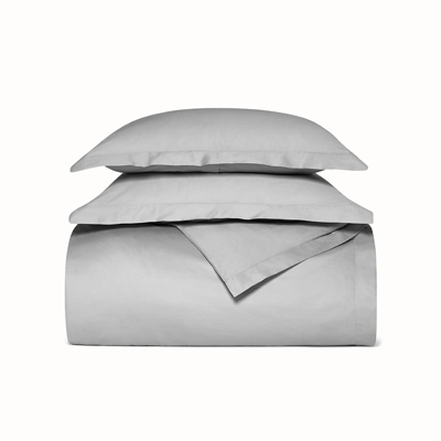 Boll & Branch Organic Signature Hemmed Duvet Set In Pewter