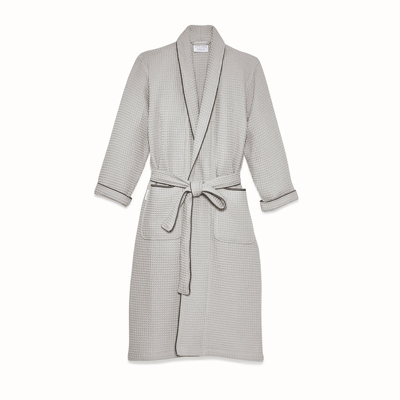 Boll & Branch Men's Waffle Robe In Pewter/stone