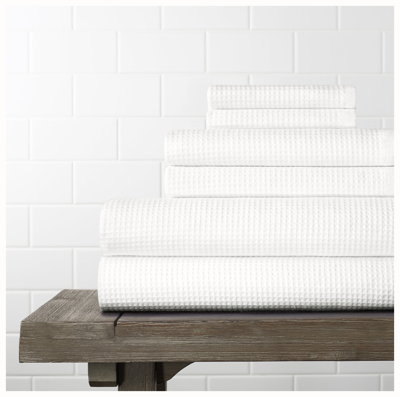 Boll & Branch Organic Waffle Terry Bath Towel Set In White