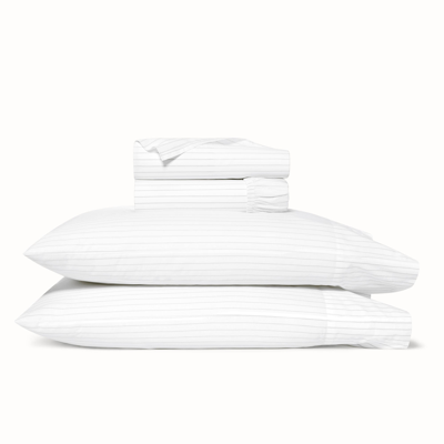 Boll & Branch Organic Percale Simple Stripe Sheet Set In Pewter