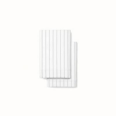 Boll & Branch Organic Percale Simple Stripe Pillowcase Set In Pewter