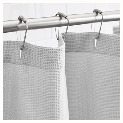 Boll & Branch Organic Waffle Shower Curtain In Pale Pewter