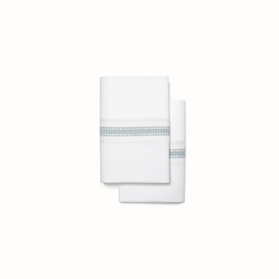 Boll & Branch Organic Signature Eyelet Pillowcase Set In White/shore Eyelet