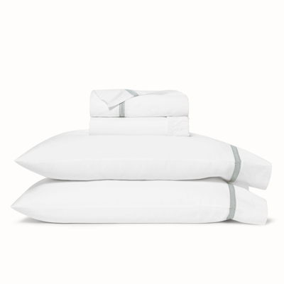 Boll & Branch Organic Signature Eyelet Sheet Set In White/shore Eyelet