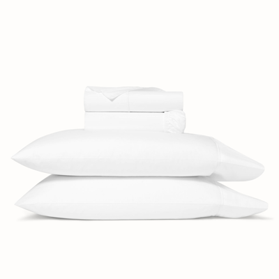 Boll & Branch Organic Signature Embroidered Sheet Set In White/white Embroidered