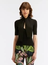 OSCAR DE LA RENTA TIE-NECK RIBBED PULLOVER