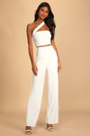 Lulus Flaunt It Like That White One-shoulder Two-piece Jumpsuit In White