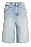 MOTHER THE UNDERCOVER FRAYED KNEE LENGTH DENIM SHORTS