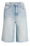 Mother The Undercover Frayed Knee Length Denim Shorts In The Other Side