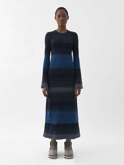 Chlo Striped Ribbed Cashmere Maxi Dress In Blue | ModeSens