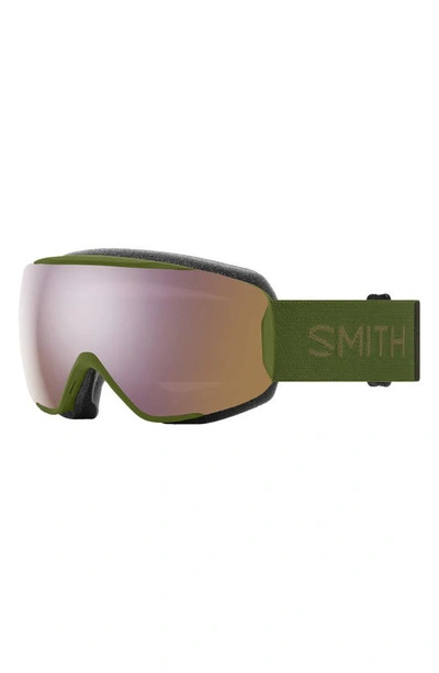 Smith Moment 192mm Chromapop™ Low Bridge Snow Goggles In Olive / Chromapop Rose Gold