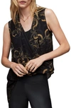 Allsaints Abi Tempest Snake Print Sleeveless Top In Black
